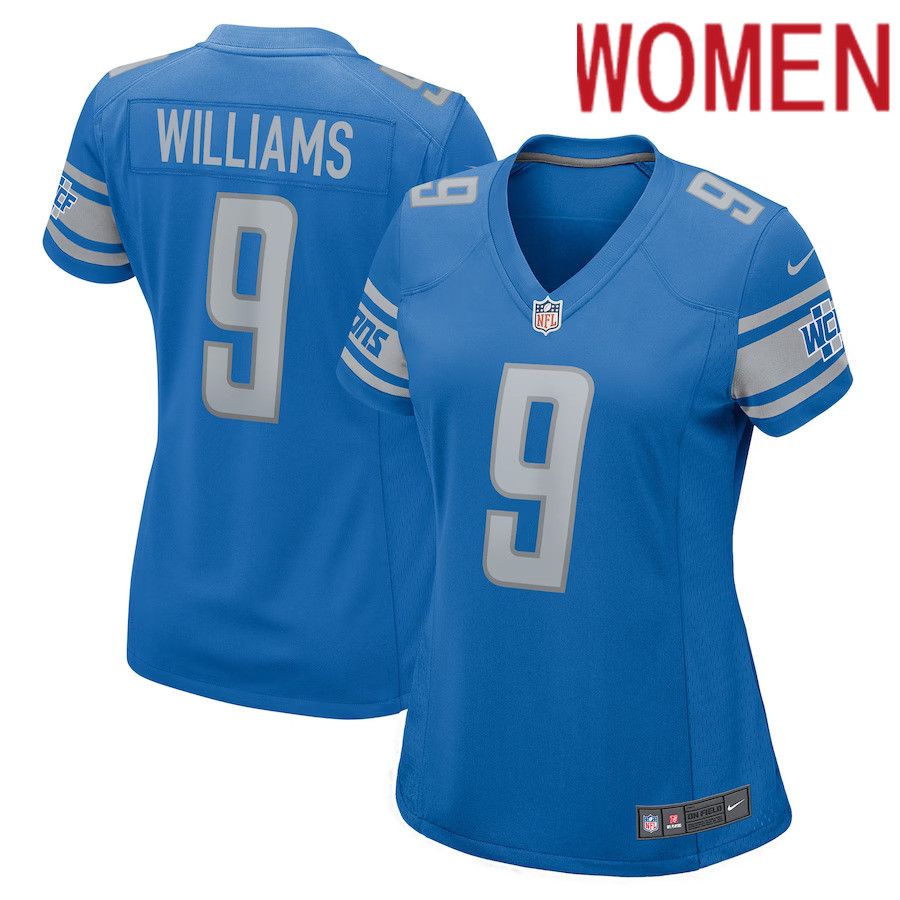 Women Detroit Lions 9 Jameson Williams Nike Blue Player Game NFL Jersey